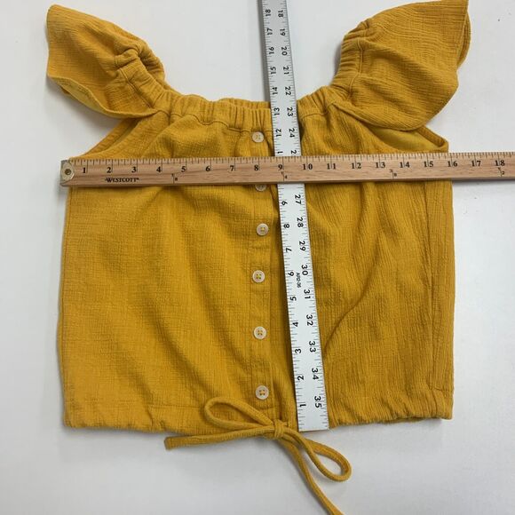 Madewell Textured & Thread Off The Shoulder Top Womens XS Extra Small Tie Waist - Picture 7 of 13
